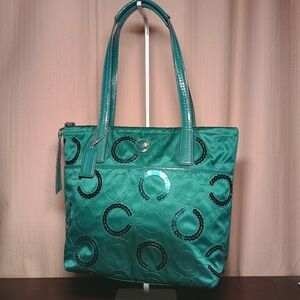 Coach Signature C Sequin Canvas Embellished Tote Bag